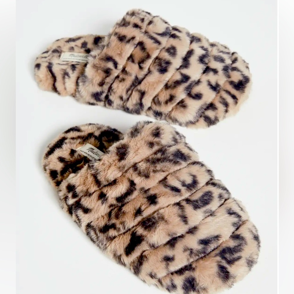 NIB MADEWELL FAUX FUR ANIMAL PRINT SLIPPERS SIZE 40